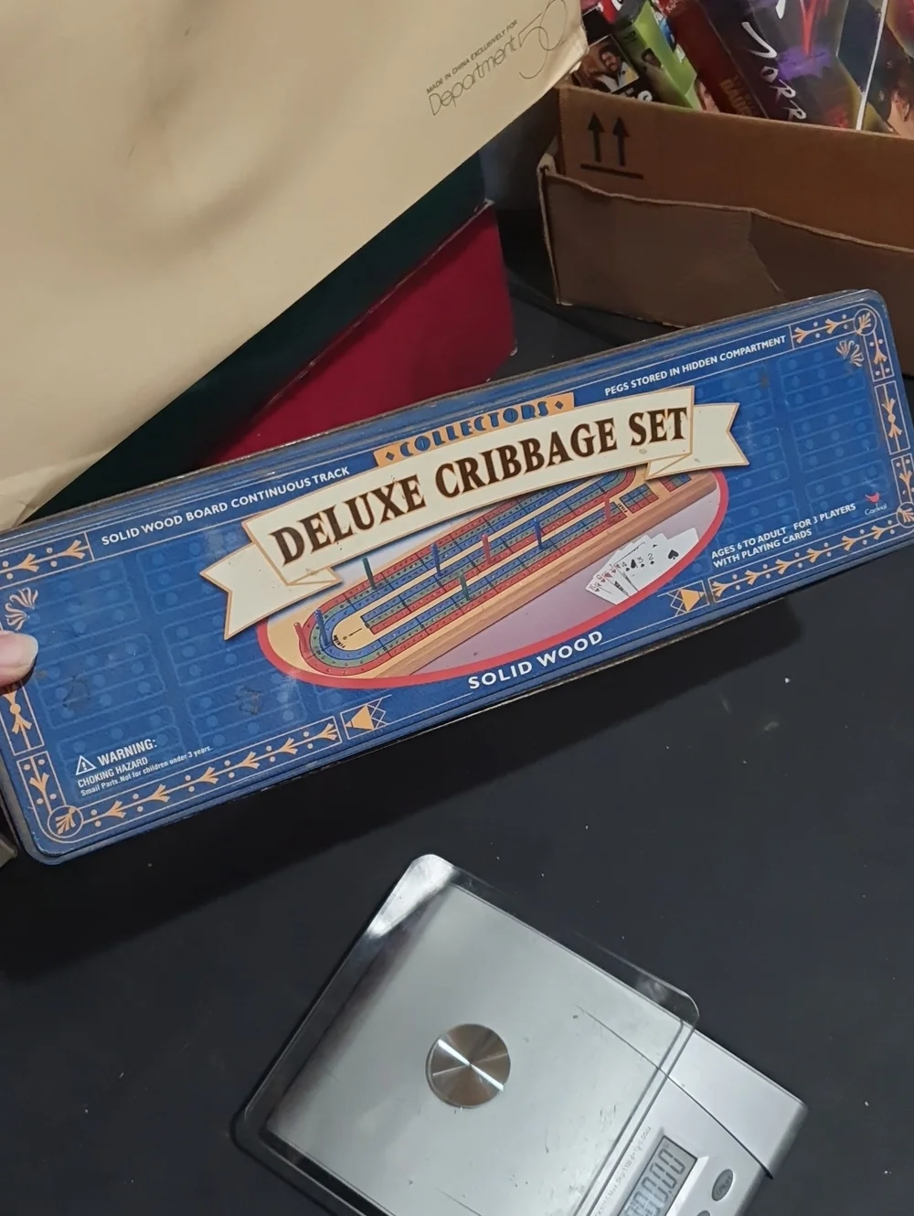 Deluxe Cribbage Set - Blue Solid Wood Box